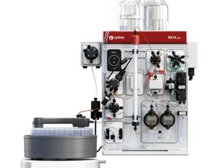 ÄKTA Go de Cytiva, système compact de chromatographie liquide FPLC pour la purification automatisée de protéines en laboratoire de recherche et biotechnologie.